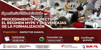  Capacitación virtual Procedimiento inspectivo el regimen mype y las ventajas de la formalización (GRTPE)