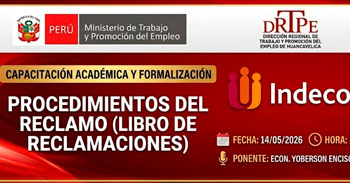  Capacitación virtual - "Procedimientos del Reclamo (Libro de Reclamaciones)" Drtpe Huancavelica