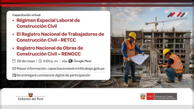  Capacitación VIRTUAL - "Régimen Especial Laboral y cómo inscribirte correctamente en el RETCC y RENOCC" MTPE