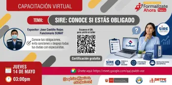  Capacitación virtual - "SIRE: Conoce si estás obligado" Dirección Regional de Trabajo - Pasco 