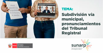Capacitación online - "Subdivisión vía municipal, pronunciamientos del Tribunal Registral" Sunarp