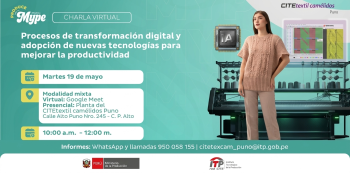  Charla semipresencial - "Digitalización y nuevas tecnologías para optimizar la producción textil" ITP - gratis