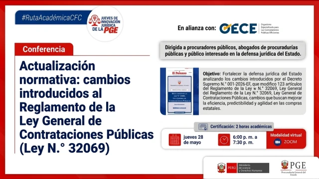  Conferencia online gratis - "Actualización normativa" Procuraduría General del Estado - Perú