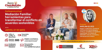  Conferencia virtual "Mediación Familiar: herramientas para transformar el conflicto en acuerdos sostenibles"