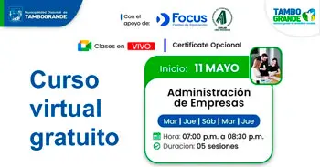  Curso online gratis "Administración de empresas" de la Municipalidad Distrital de Tambogrande