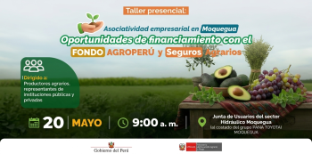  Taller presencial Asociatividad empresarial: oportunidades de financiamiento con el Fondo AGROPERÚ y Seguros Agrarios