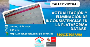  Taller virtual - "Actualización y eliminación de inconsistencias en la Plataforma DATASS"