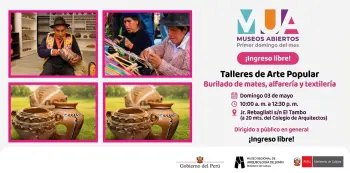  Talleres presenciales - "Burilado de mates, alfarería y textilería" Ministerio de Cultura