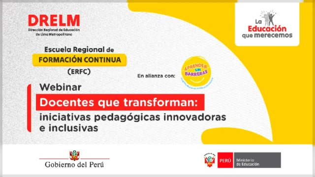  Webinar online gratis - "Docentes que transforman: iniciativas pedagógicas innovadoras e inclusivas"