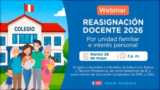  Webinar online gratis - "Reasignación Docente 2026" Ministerio de Educación 