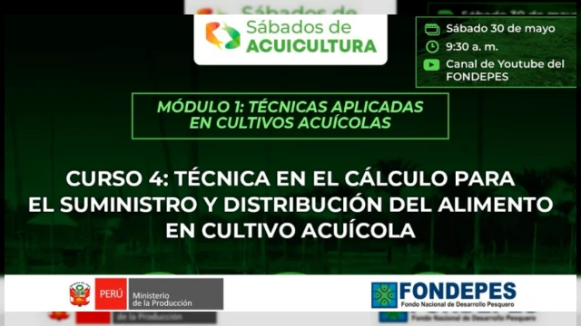  Curso online "Técnica en el cáculo para elsuministro y distribución del alimento en cultivo acuícola" FONDEPES
