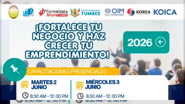 Capacitación presencial - "Fortalece tu negocio y haz crecer tu emprendimiento" DRTPE Tumbes
