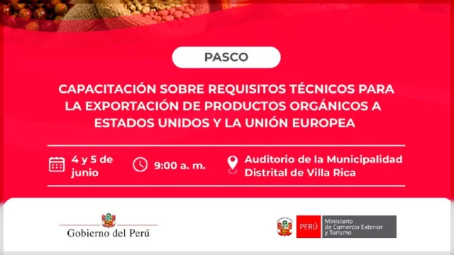  Capacitación presencial Requisitos técnicos para la exportación de productos orgánicos a USA y la Unión Europea