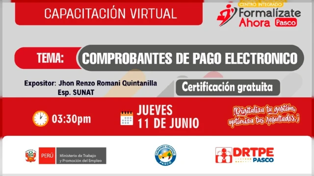  Capacitación virtual - "Comprobantes de Pago Electrónicos" DRTPE Pasco (CIFA Formalízate Ahora)
