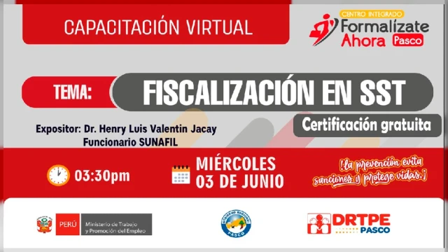 Capacitación virtual - "Fiscalización en SST" DRTPE Pasco