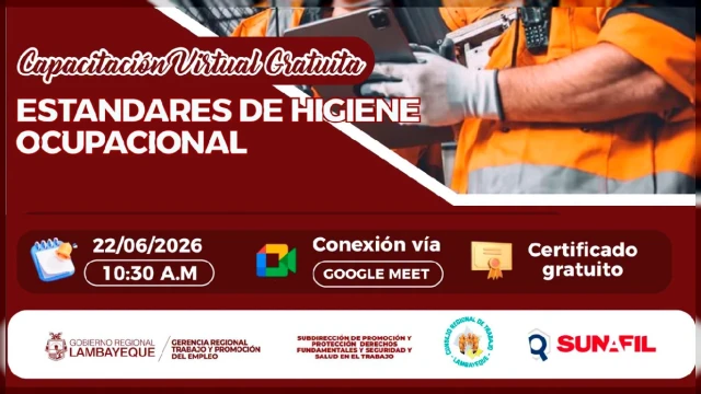  Capacitación virtual gratuita - "Estándares de higiene ocupacional" (GRTPE) Lambayeque 