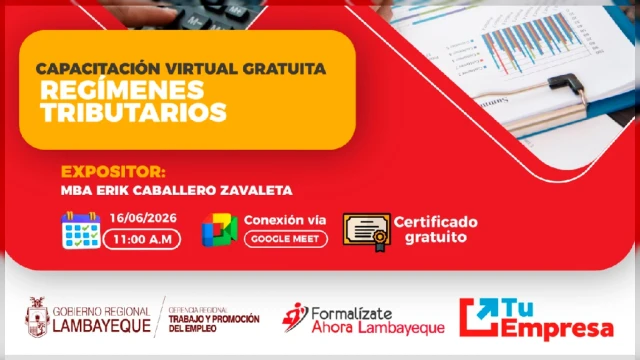  Capacitación virtual gratuita - "Regímenes Tributarios" (GRTPE) Lambayeque