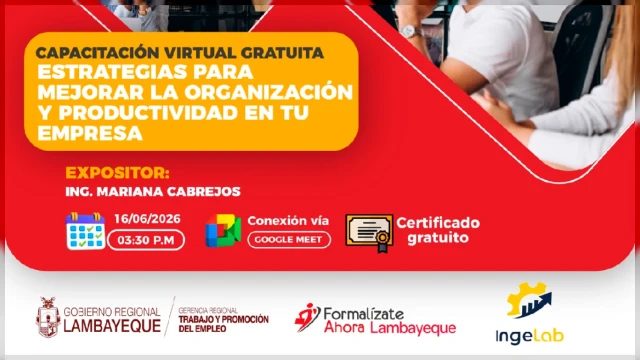  Capacitación online gratis - "Estrategias para mejorar la organización y productividad en tu empresa"