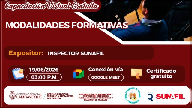  Capacitación online gratis - "Modalidades Formativas - Planilla Electrónica" GRTPE Lambayeque