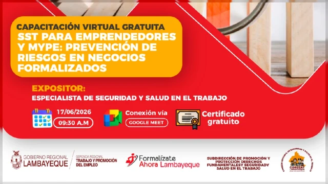 Capacitación online - "SST para emprendedores y MYPE: Prevención de riesgos en negocios formalizados" 