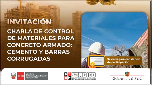  Charla presencial - "Control de materiales para concreto armado: cemento y barras corrugadas" SENCICO