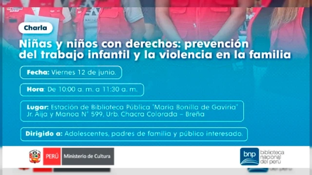 Charla presencial - "Niñas y niños con derechos: prevención del trabajo infantil y la violencia en la familia"