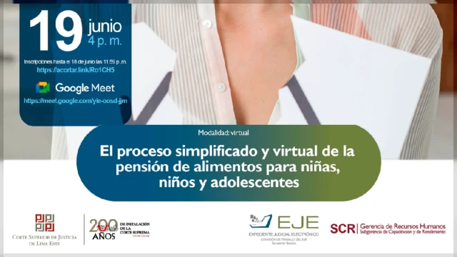 Conferencia online El proceso simplificado y virtual de la pensión de alimentos para niñas, niños y adolescentes