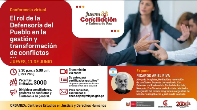  Conferencia virtual "El rol de la Defensoría del Pueblo en la gestión y transformación de conflictos" MINJUSDH
