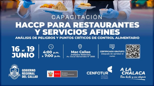  Curso  presencial - "Curso HACCP para restaurantes y servicios afines" Gobierno Regional del Callao
