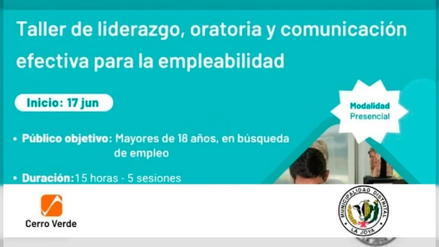 Taller presencial - "Liderazgo, Oratoria y Comunicación Efectiva" Municipalidad de La Joya