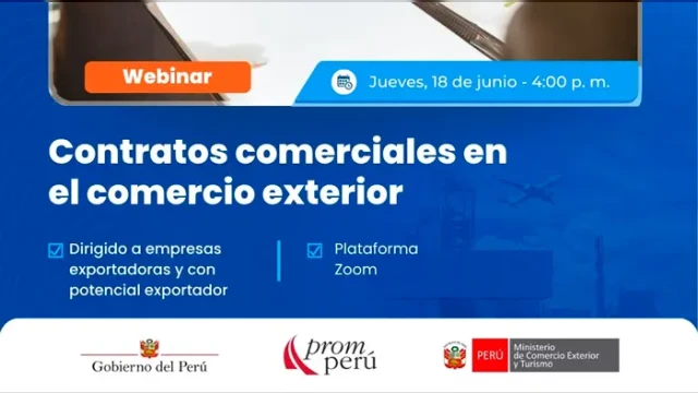 Webinar online "Contratos comerciales en el comercio exterior" del MINCETUR