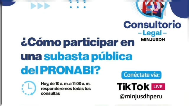 Evento online - "¿Cómo participar en una subasta pública del PRONABI?" Ministerio de Justicia