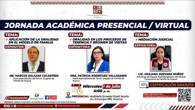 Jornada presencial y virtual - "Oralidad y mediaciónen procesos de tenencia y régimen de visitas"