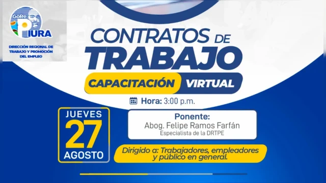 Capacitación virtual - "Contratos de Trabajo" Dirección Regional de Trabajo y Promoción del Empleo Piura