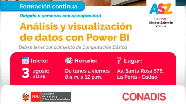 Curso presencial - "Análisis y visualización de datos con Power BI" MIMP Conadis