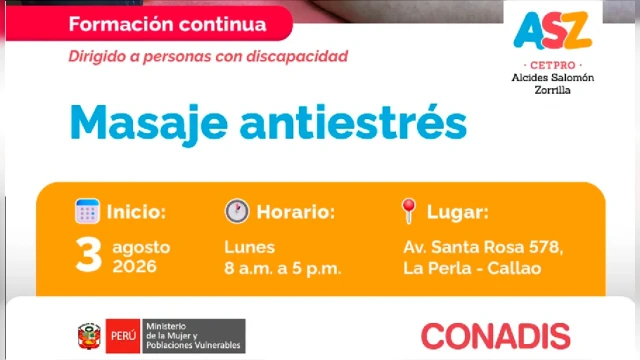 Curso presencial - "Masaje antiestrés" MIMP Conadis