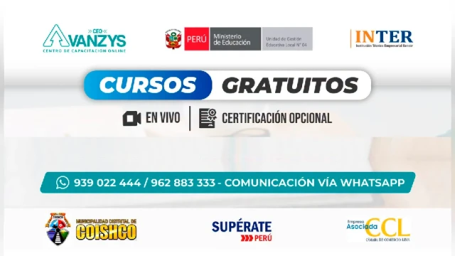 CEO Avanzys y tu Municipalidad te invitan a Cursos Gratuitos del Programa SUPÉRATE PERÚ