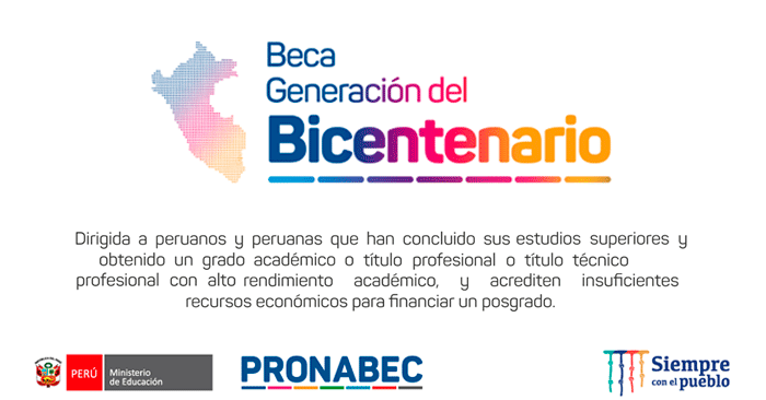 Beca Generación del Bicentenario - Convocatoria Pronabec