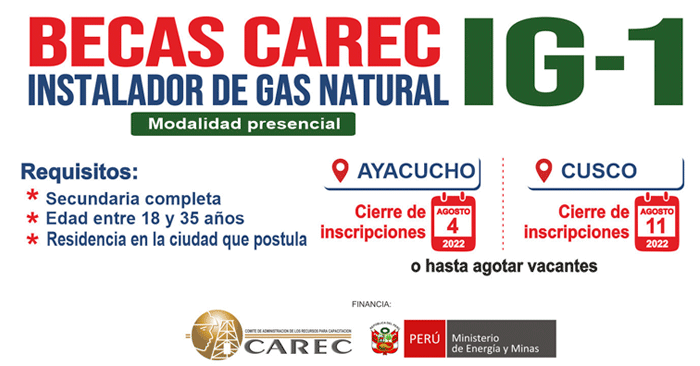 Becas CAREC 2022 - Programa de Capacitación sobre Instalación de Gas Natural