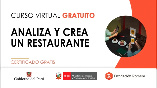  Curso online gratis certificado: "Analiza y crea un restaurante"