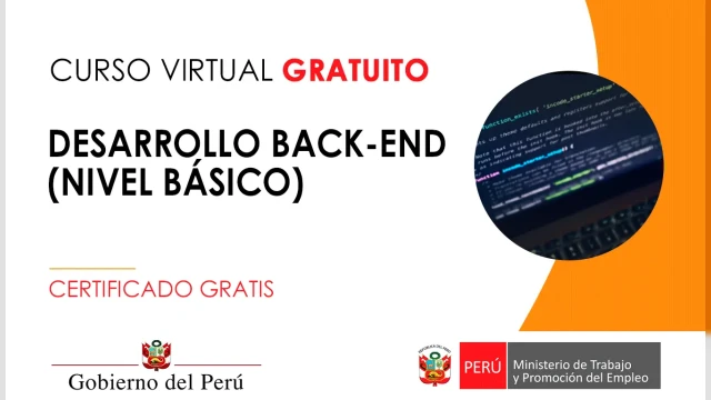  Curso online gratis certificado "Desarrollo Back-End (Nivel básico)" del MTPE