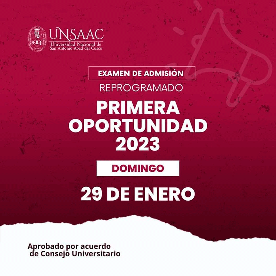 Admisión 2023-I UNSAAC - Examen a la Universidad San Antonio Abad del Cusco